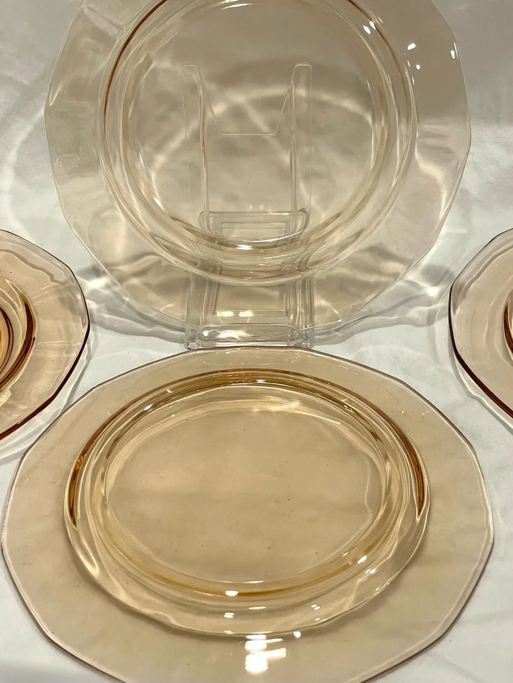 Set (4) Fostoria “Fairfax” Amber Depression Glass Salad Desset Plates (2nd)